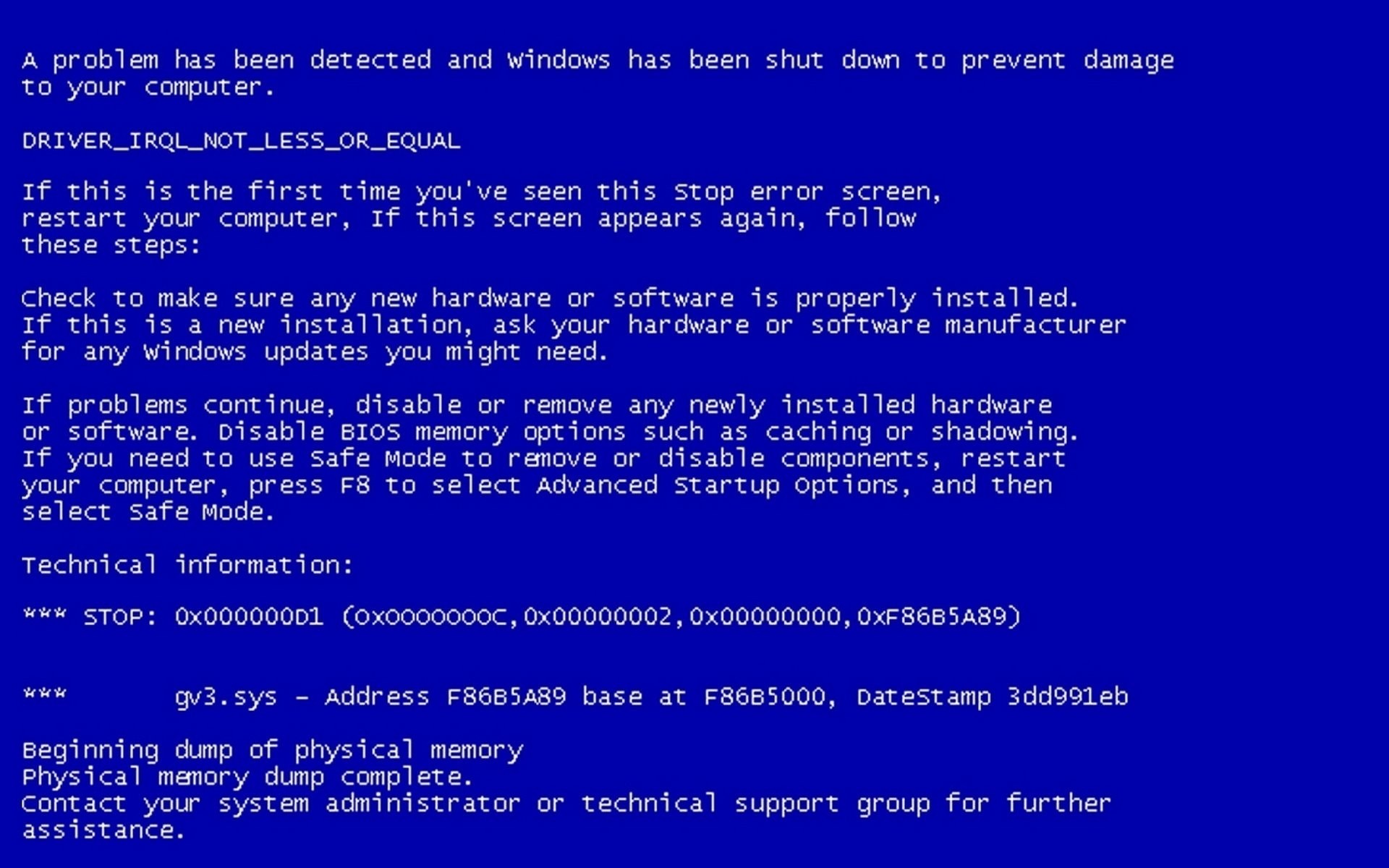 Blue Screen Of Death 1920X1080 Wallpapers