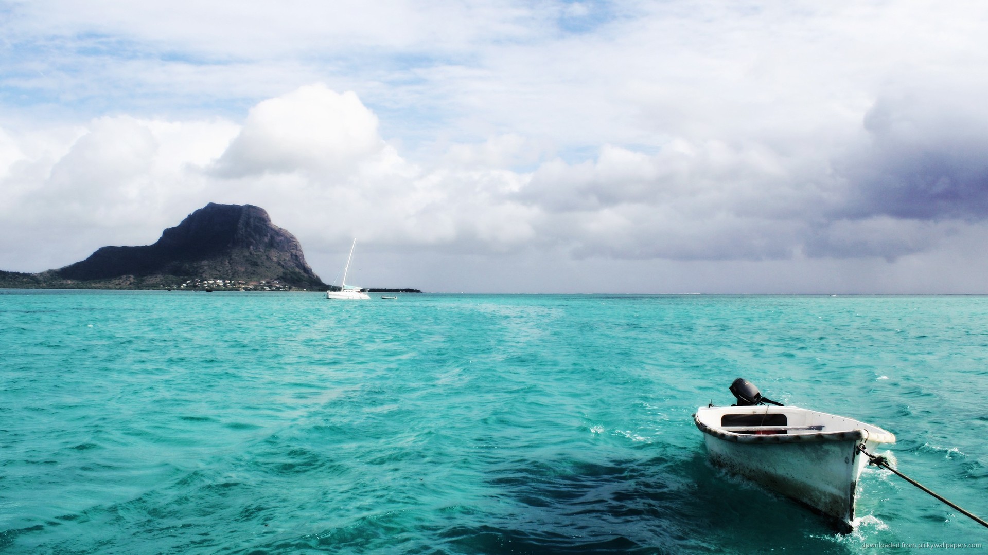 Boat In Blue Sea Water Wallpapers