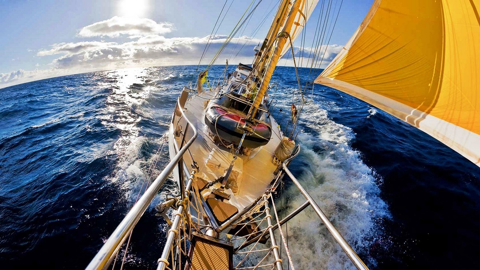 Boat In Blue Sea Water Wallpapers