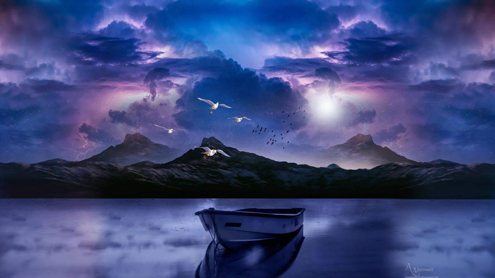 Boat In Lonely Lake Wallpapers