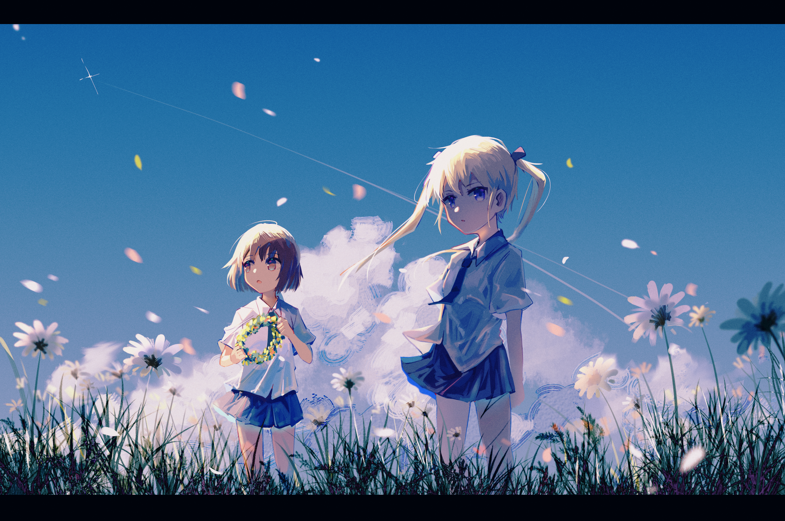 Boy And Girl Walking In Field Artistic Wallpapers