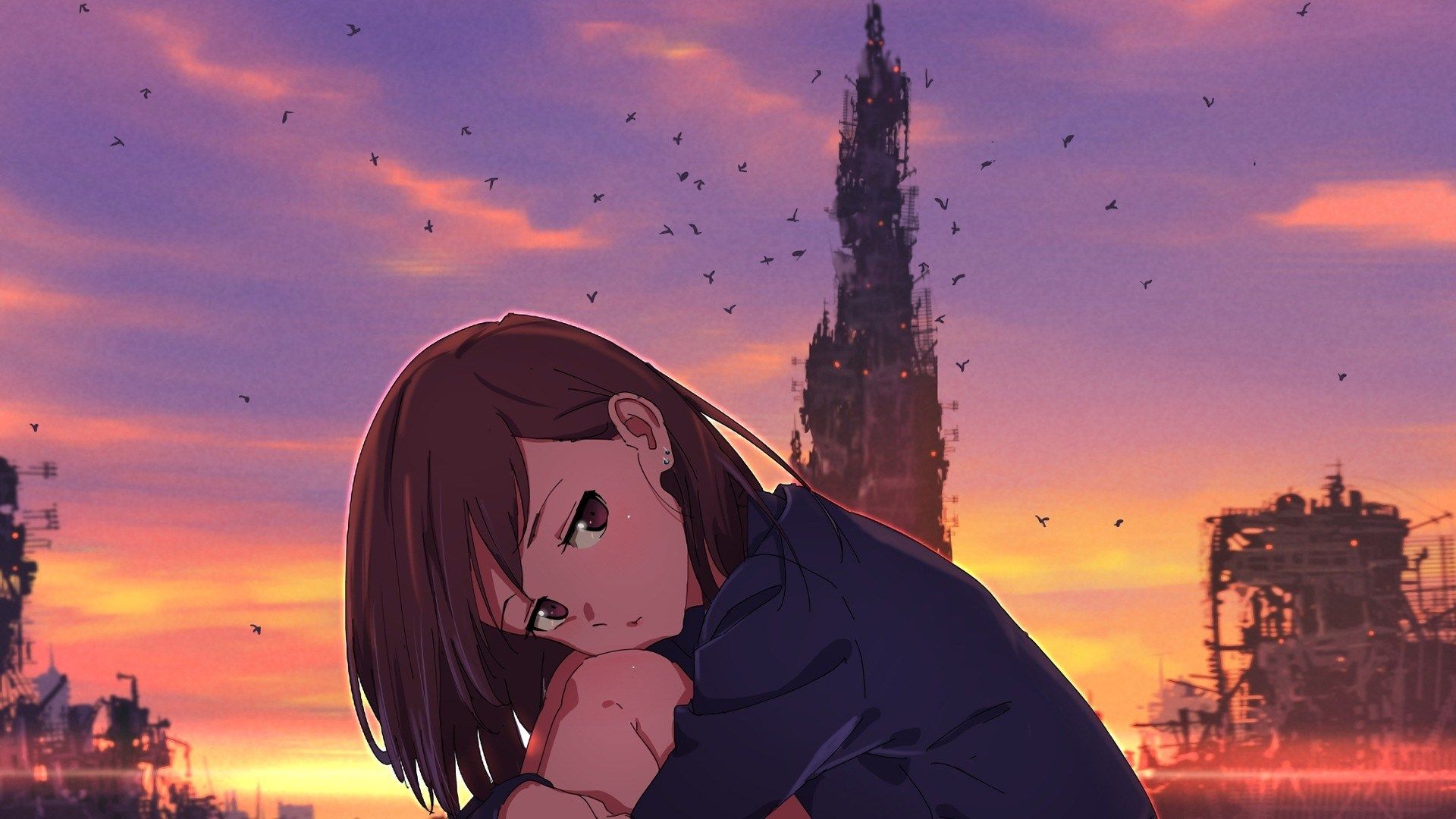 Broken Girl Looking At Sky Wallpapers