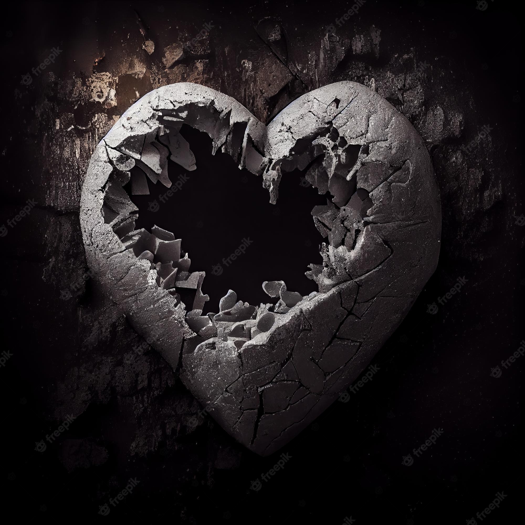Broken Heart Black Background