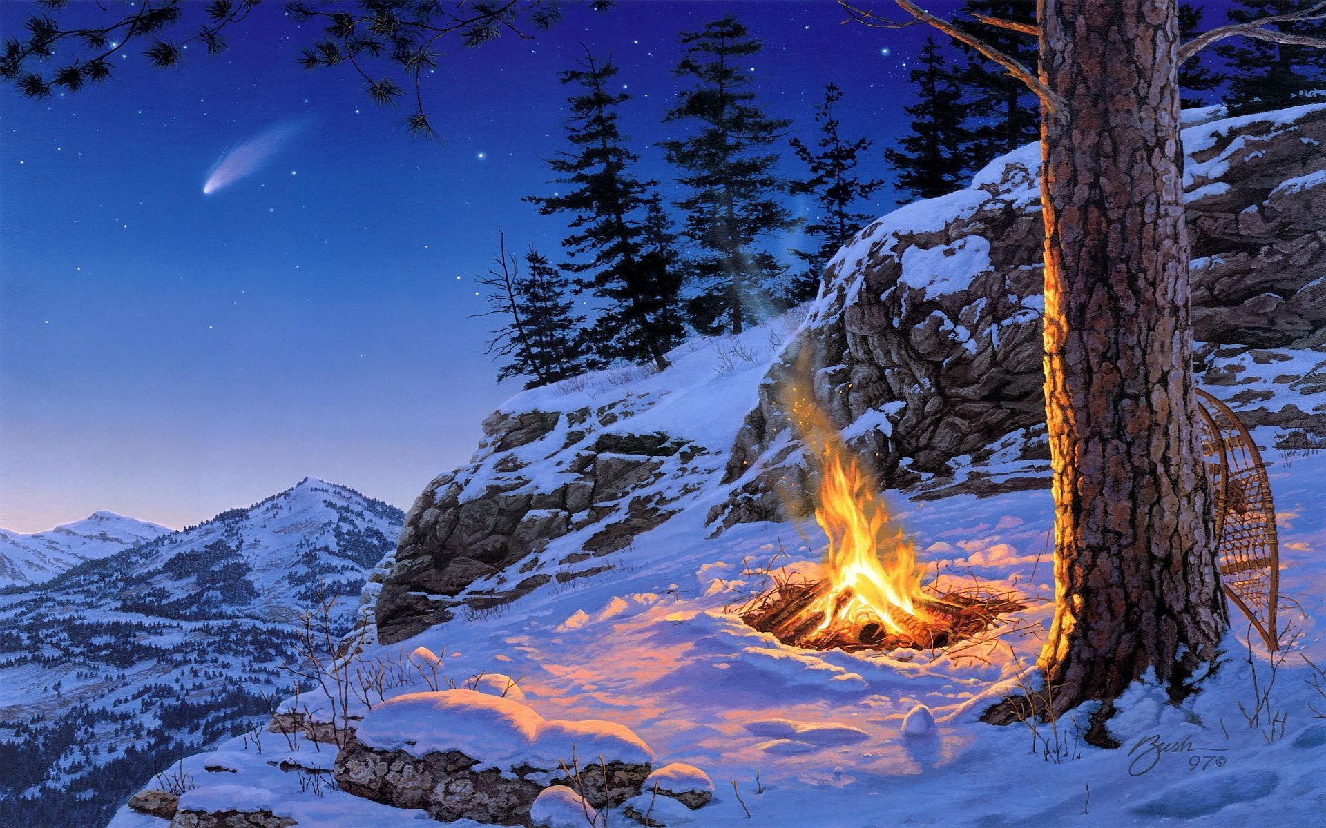 Campfire In Winter Wallpapers