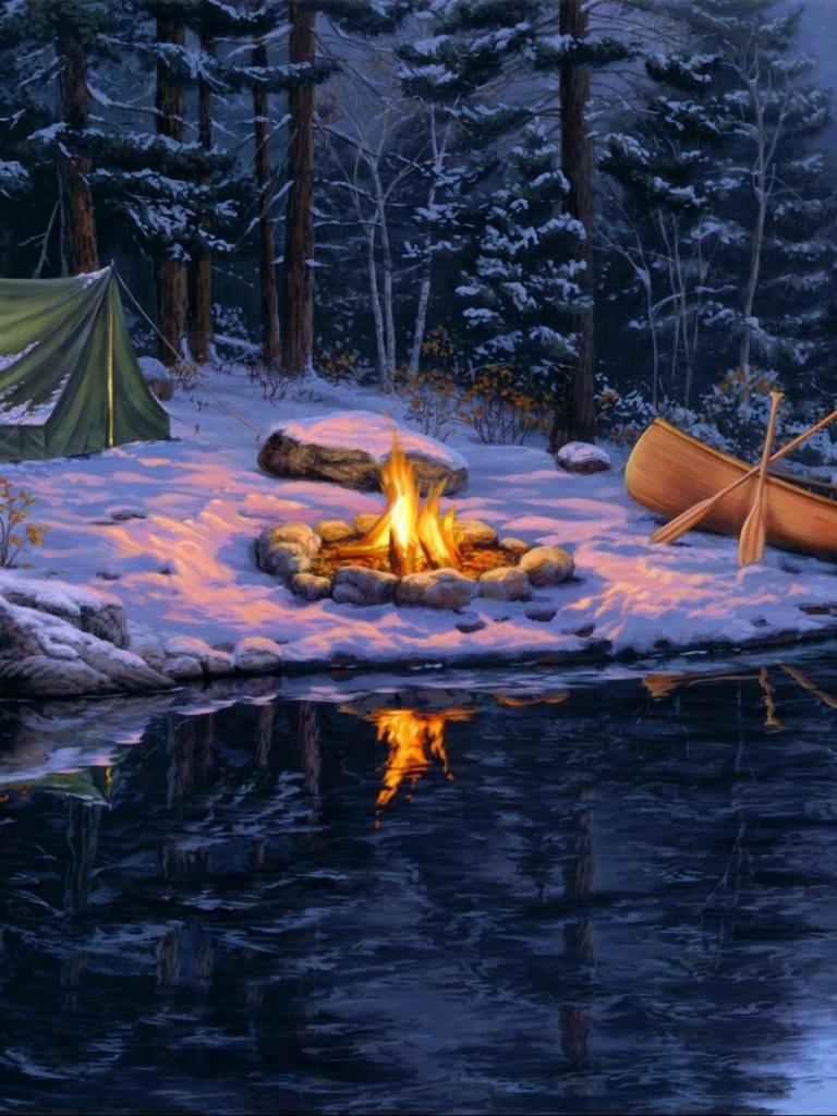 Campfire In Winter Wallpapers