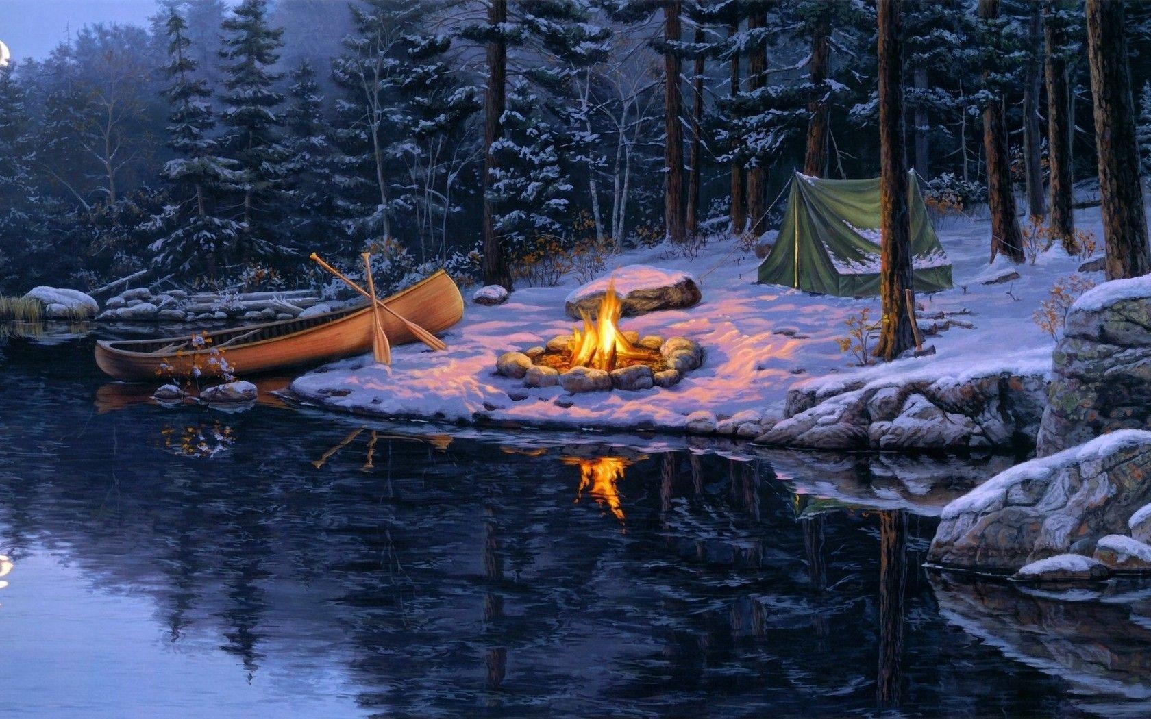 Campfire In Winter Wallpapers