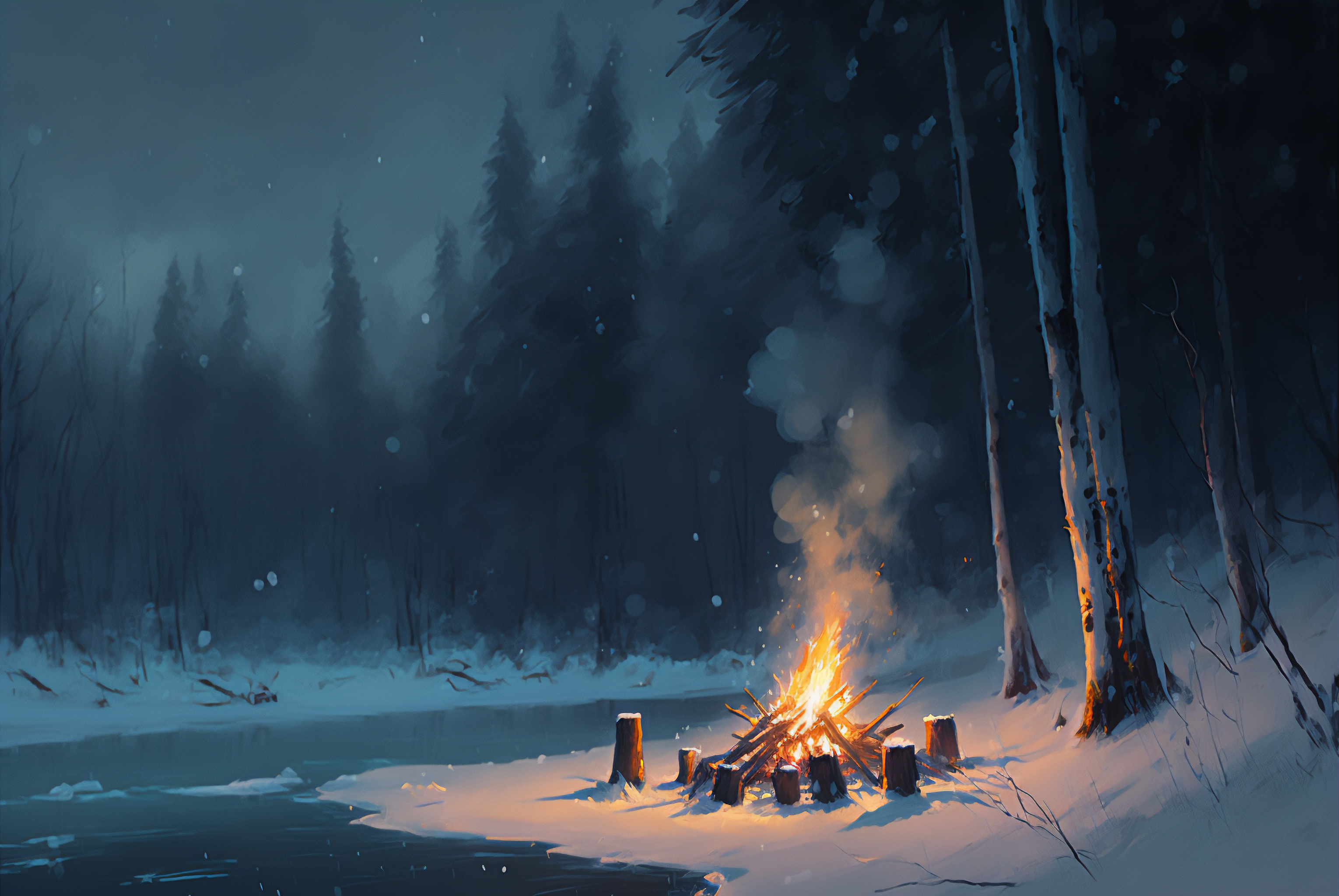 Campfire In Winter Wallpapers
