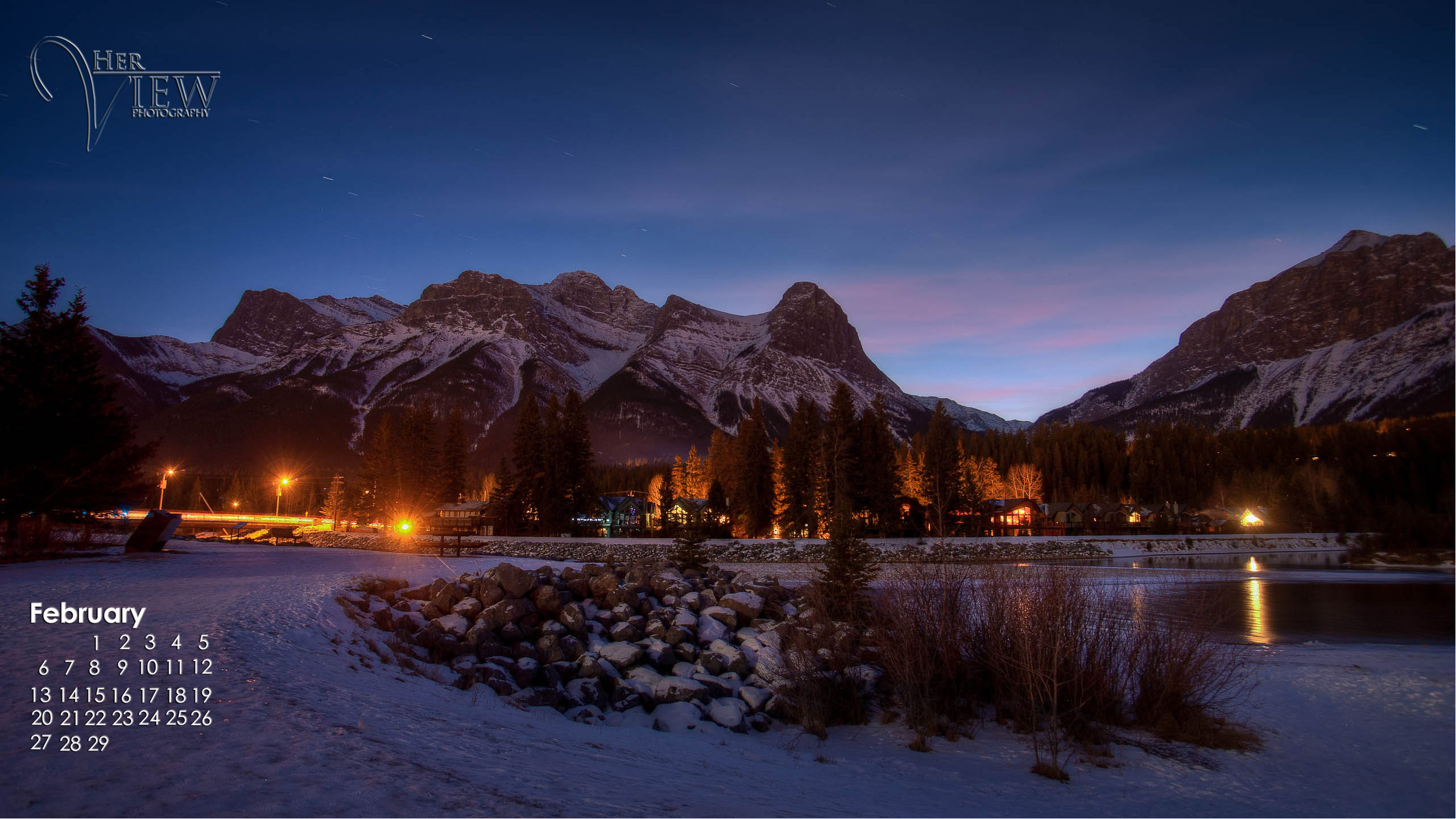 Canada Mountains View At Night Wallpapers