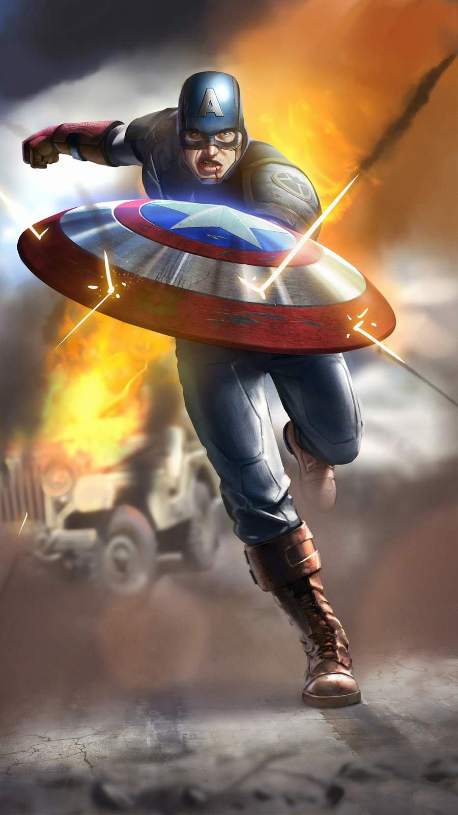 Captain America Cracked Screen Wallpapers