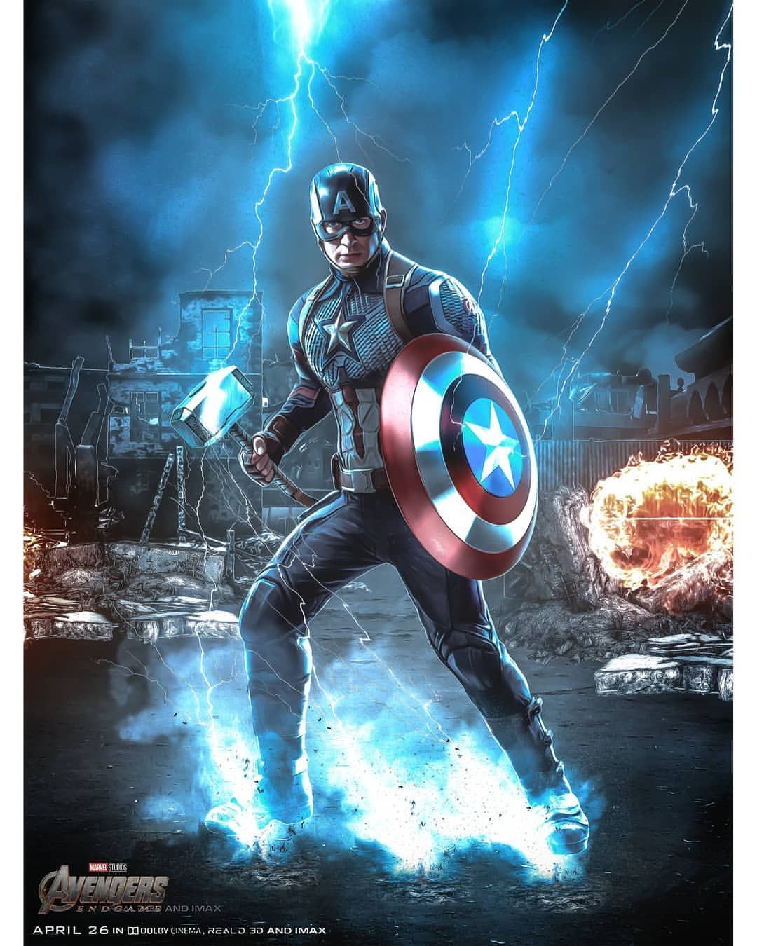 Captain America With Shield &Amp; MjoLnir Wallpapers