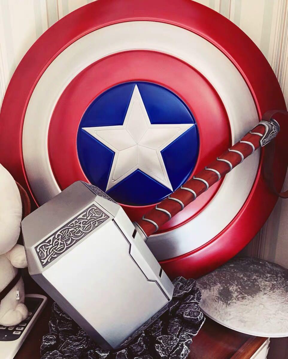 Captain America With Shield &Amp; MjoLnir Wallpapers