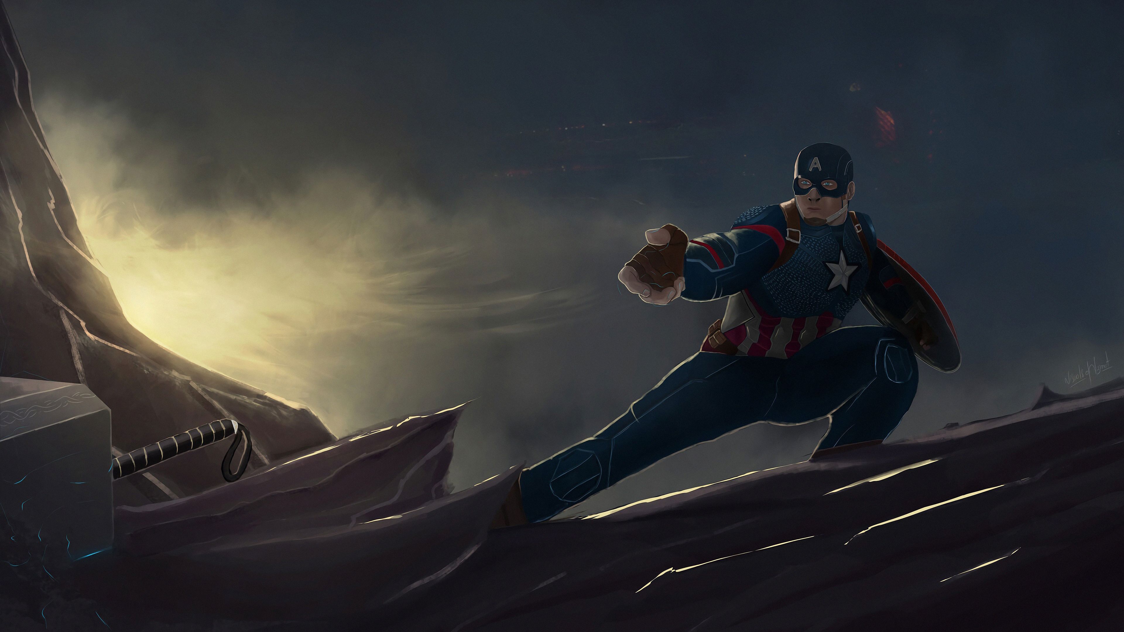 Captain America With Thor Hammer Wallpapers