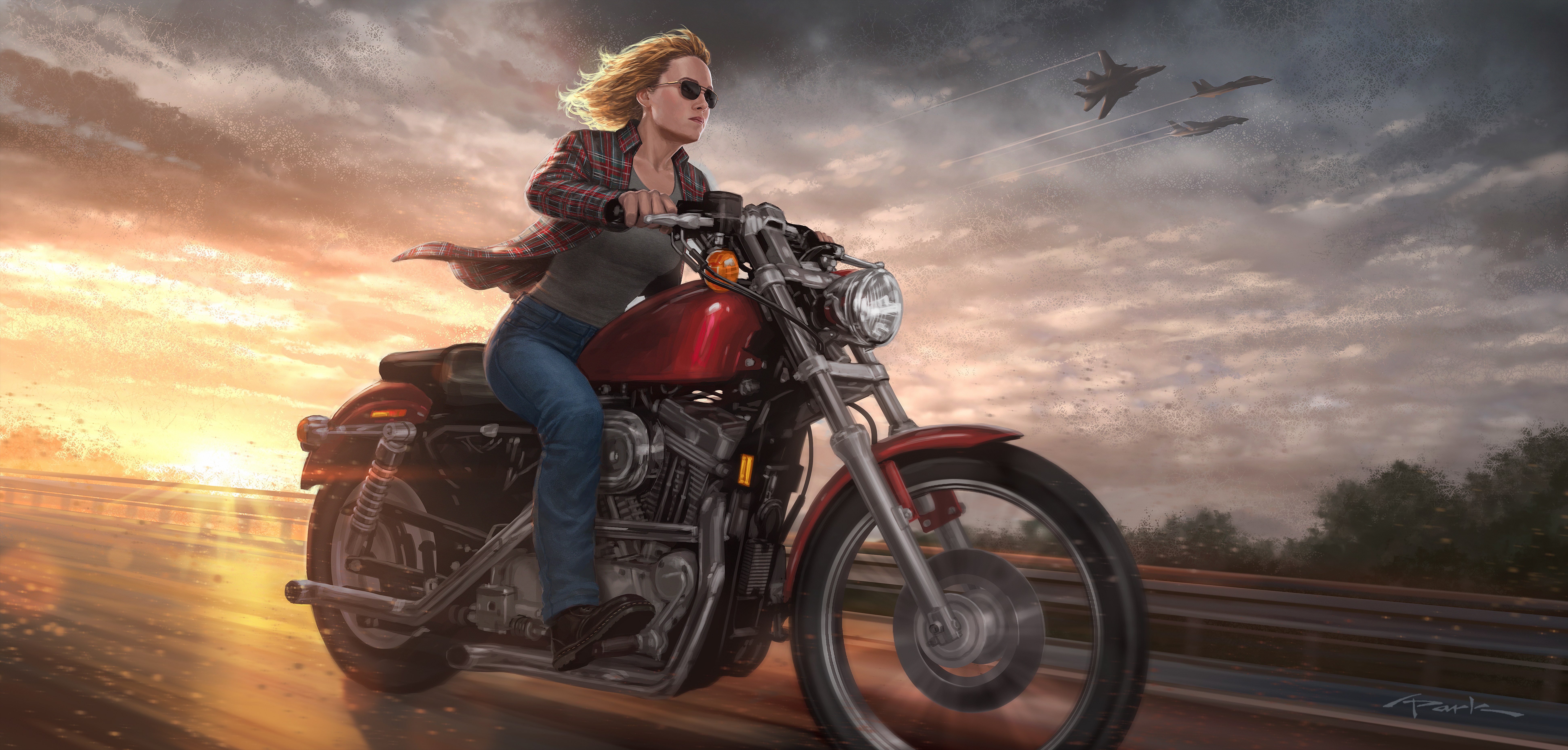 Captain Marvel On Bike Wallpapers