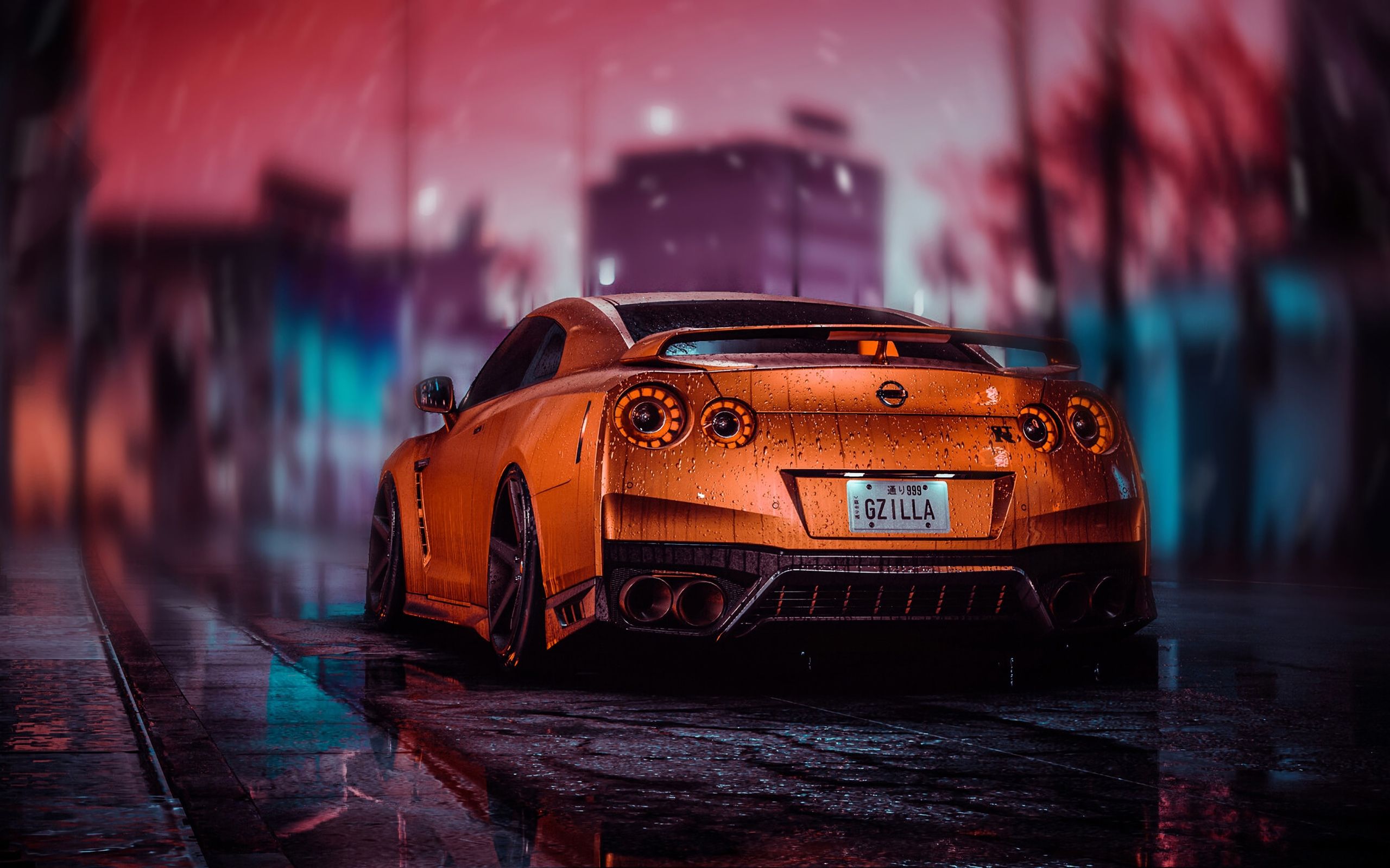 Car Night Rain Wallpapers