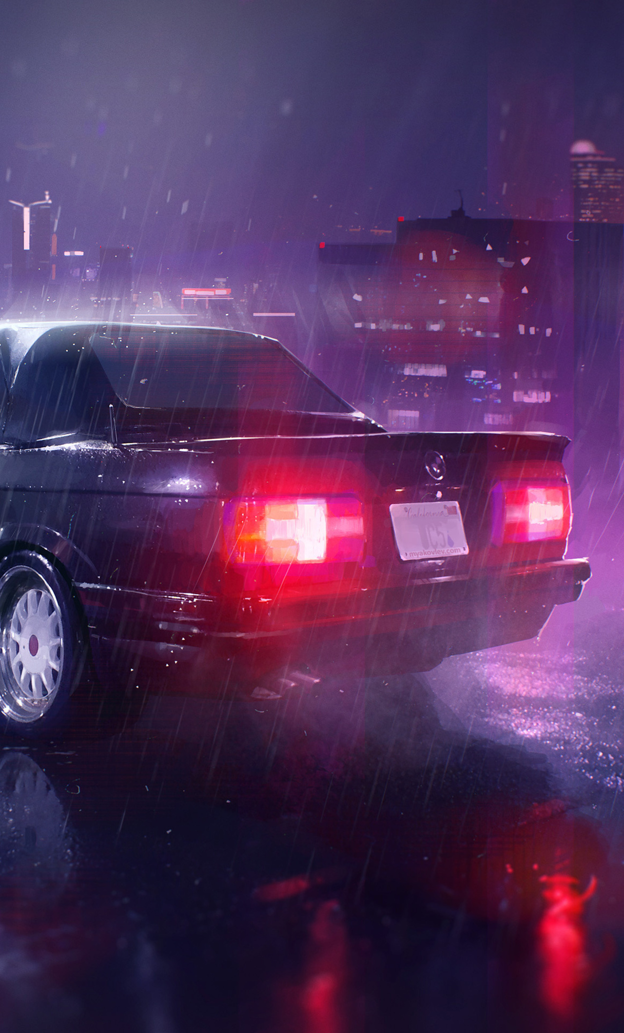 Car Night Rain Wallpapers