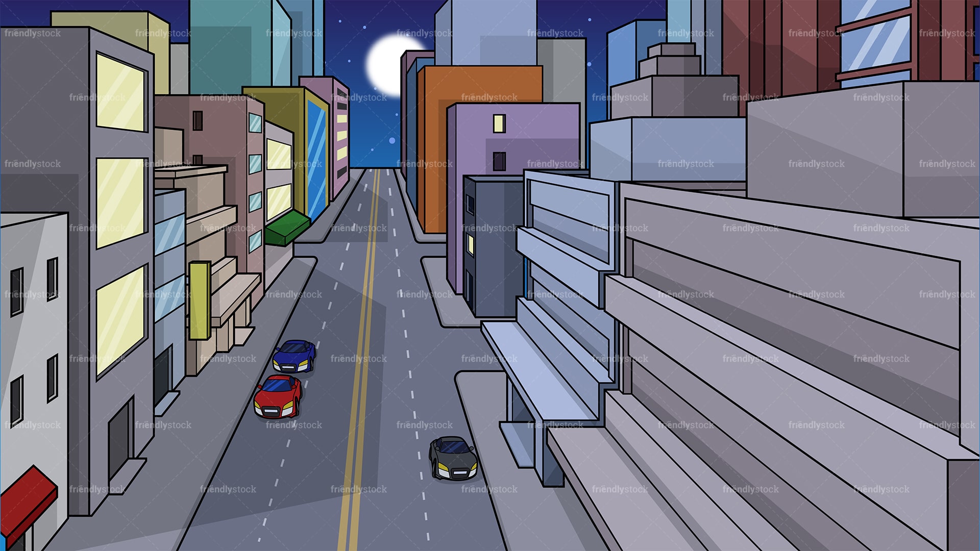 Cartoon City Street Wallpapers