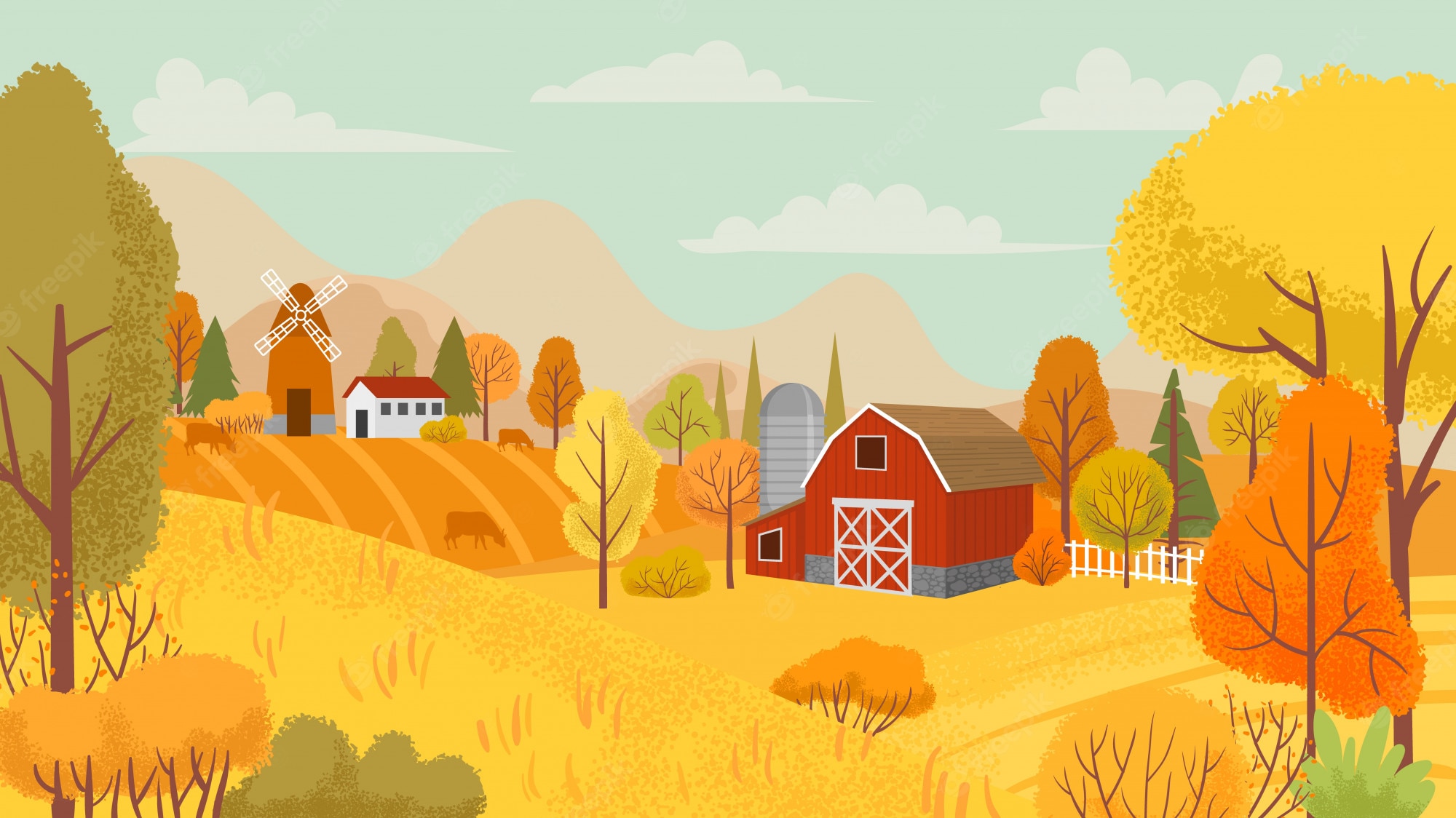 Cartoon Farm Background