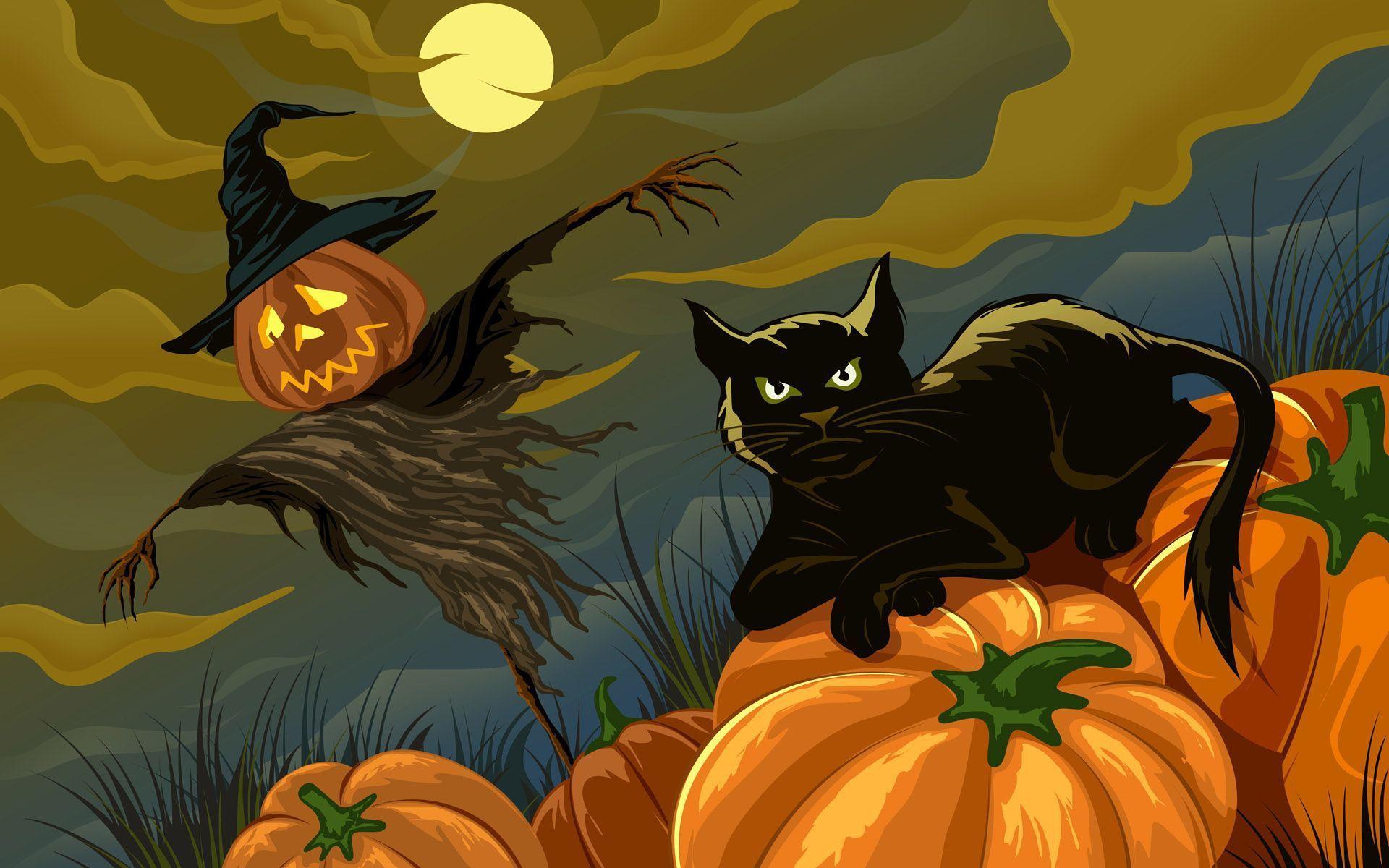 Cartoon Halloween Cat Desktop Wallpapers