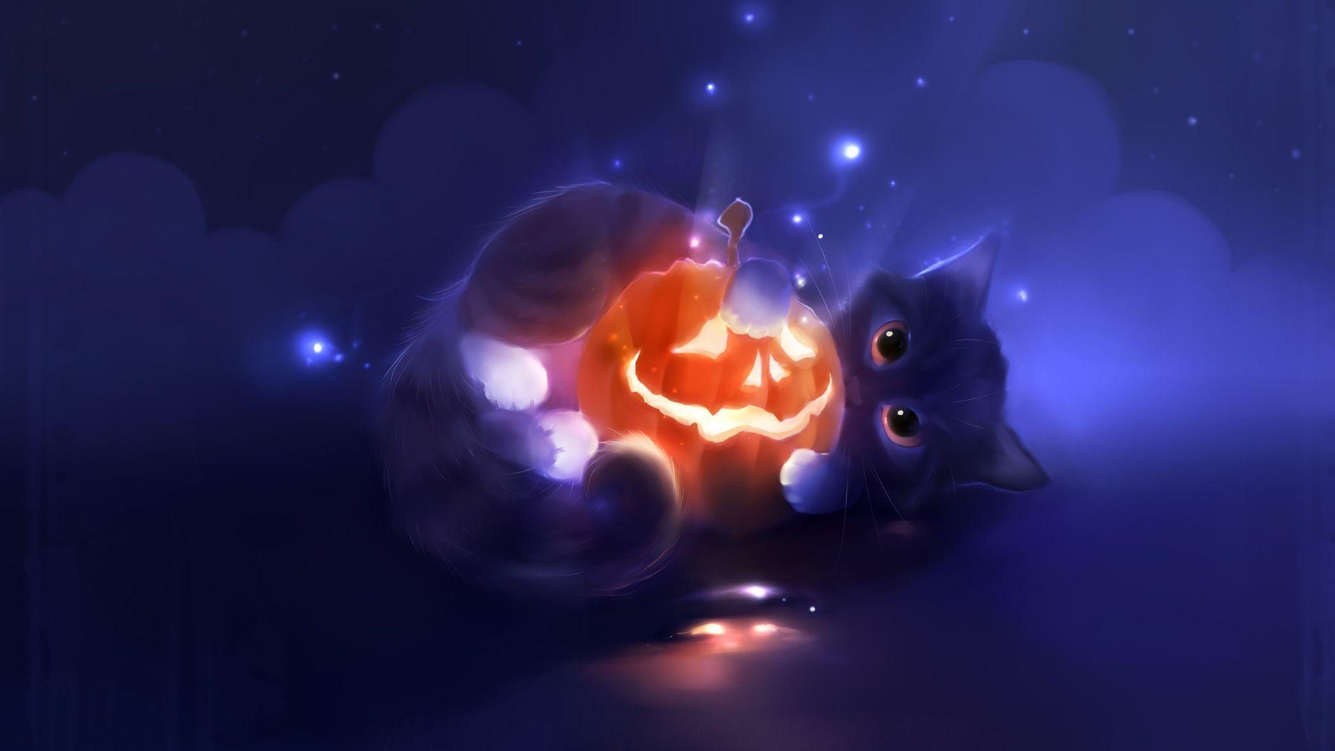 Cartoon Halloween Cat Desktop Wallpapers