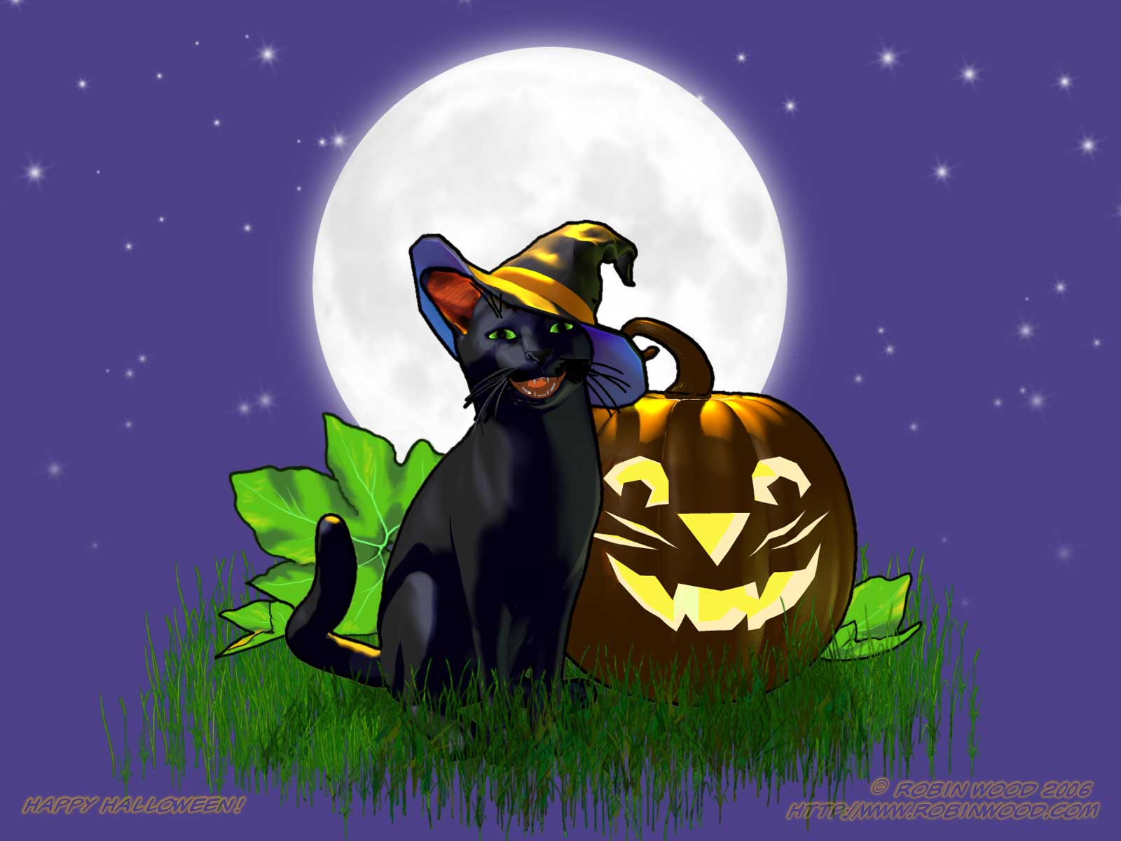 Cartoon Halloween Cat Desktop Wallpapers