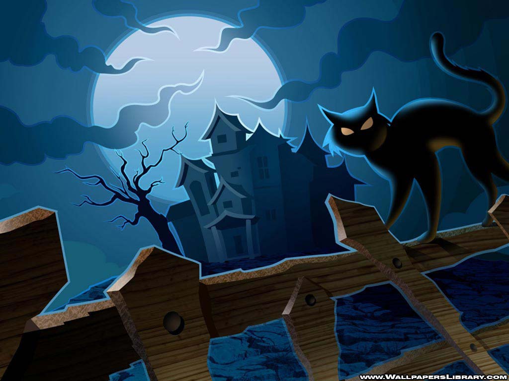 Cartoon Halloween Cat Desktop Wallpapers