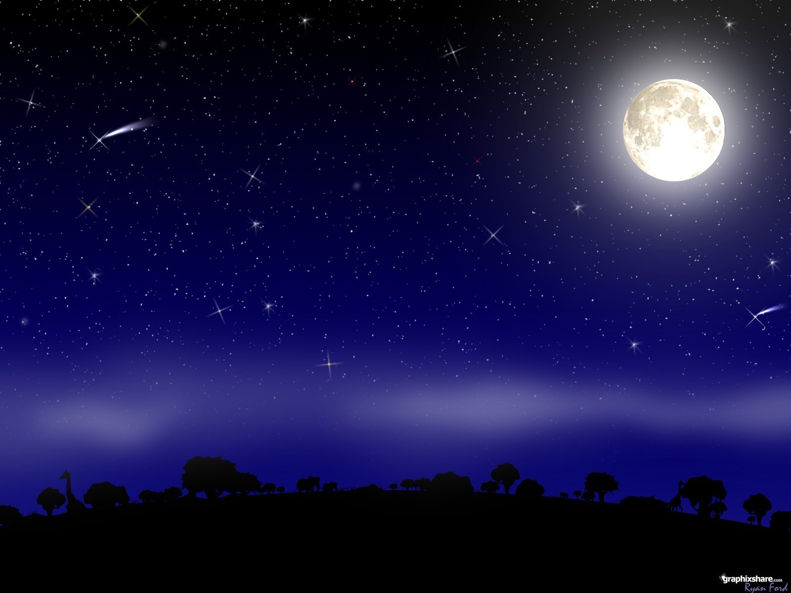 Cartoon Night Sky Wallpapers