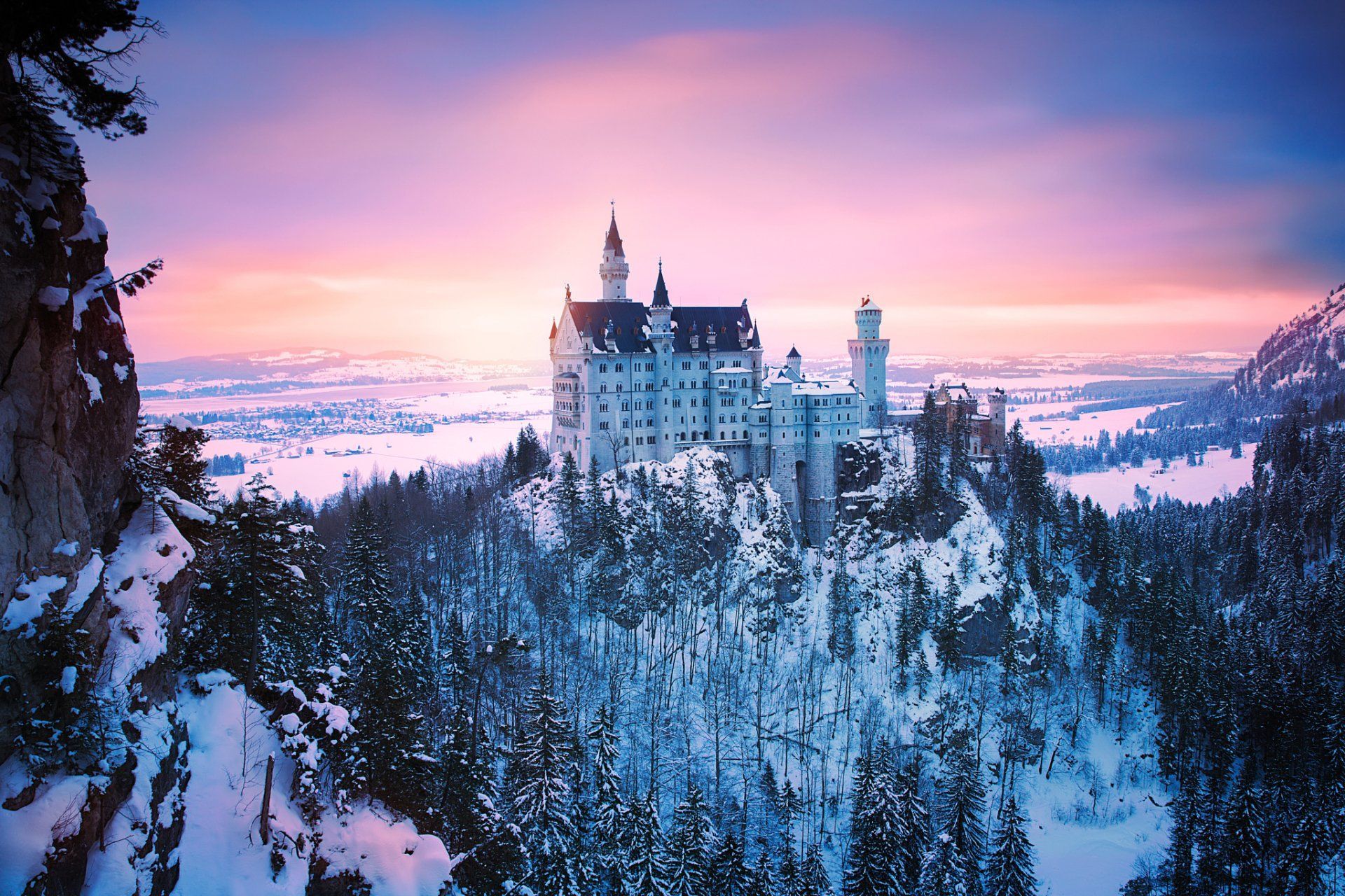 Castle In Winter Landscape Wallpapers