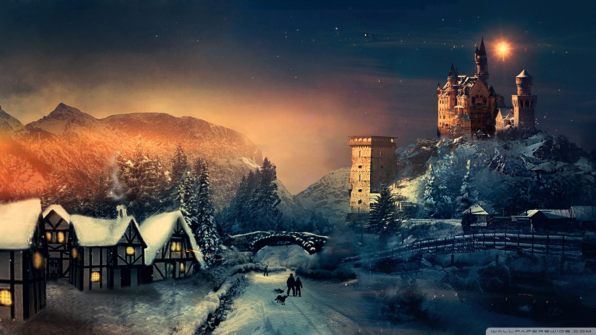 Castle In Winter Landscape Wallpapers