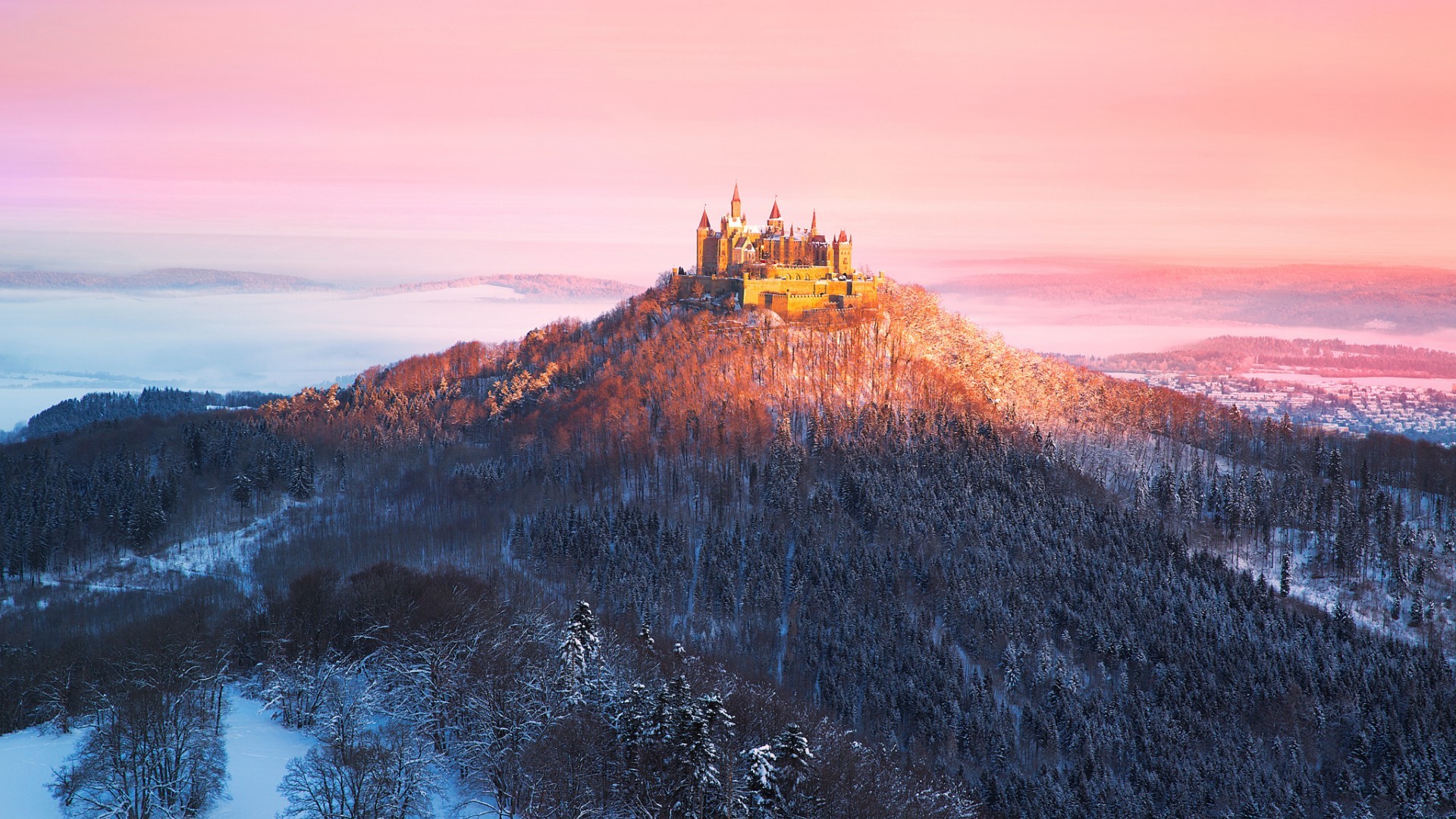 Castle In Winter Landscape Wallpapers