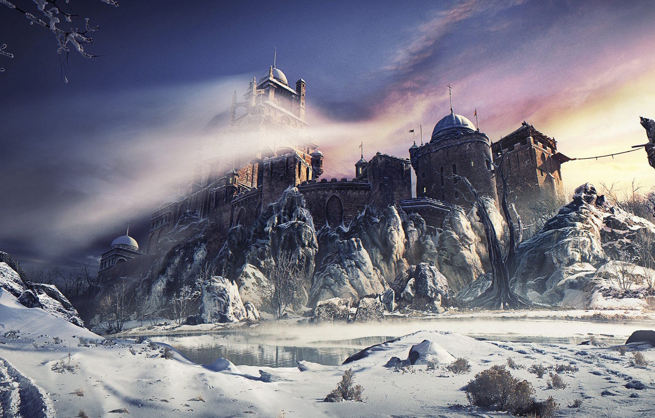 Castle In Winter Landscape Wallpapers