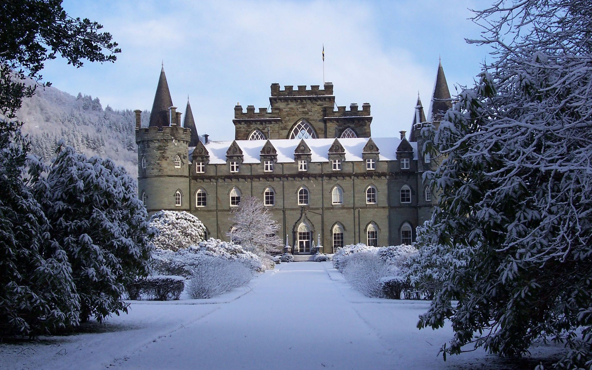 Castle In Winter Landscape Wallpapers