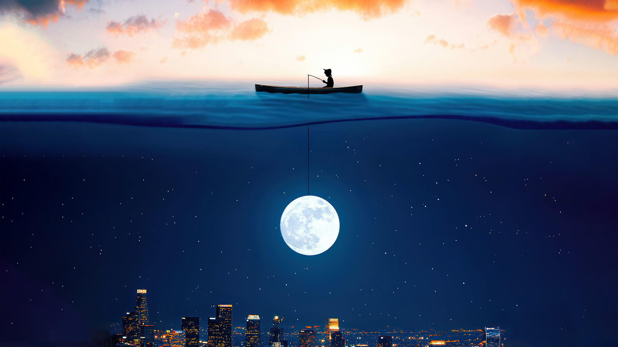 Catching The Moon In Ocean Wallpapers