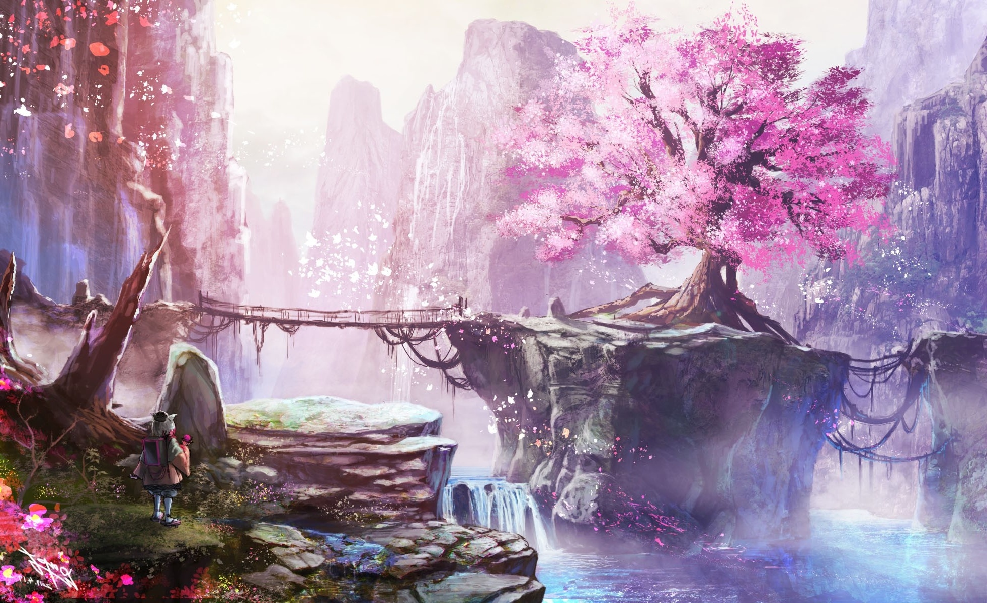 Cherry Blossoms Anime Scenery Wallpapers