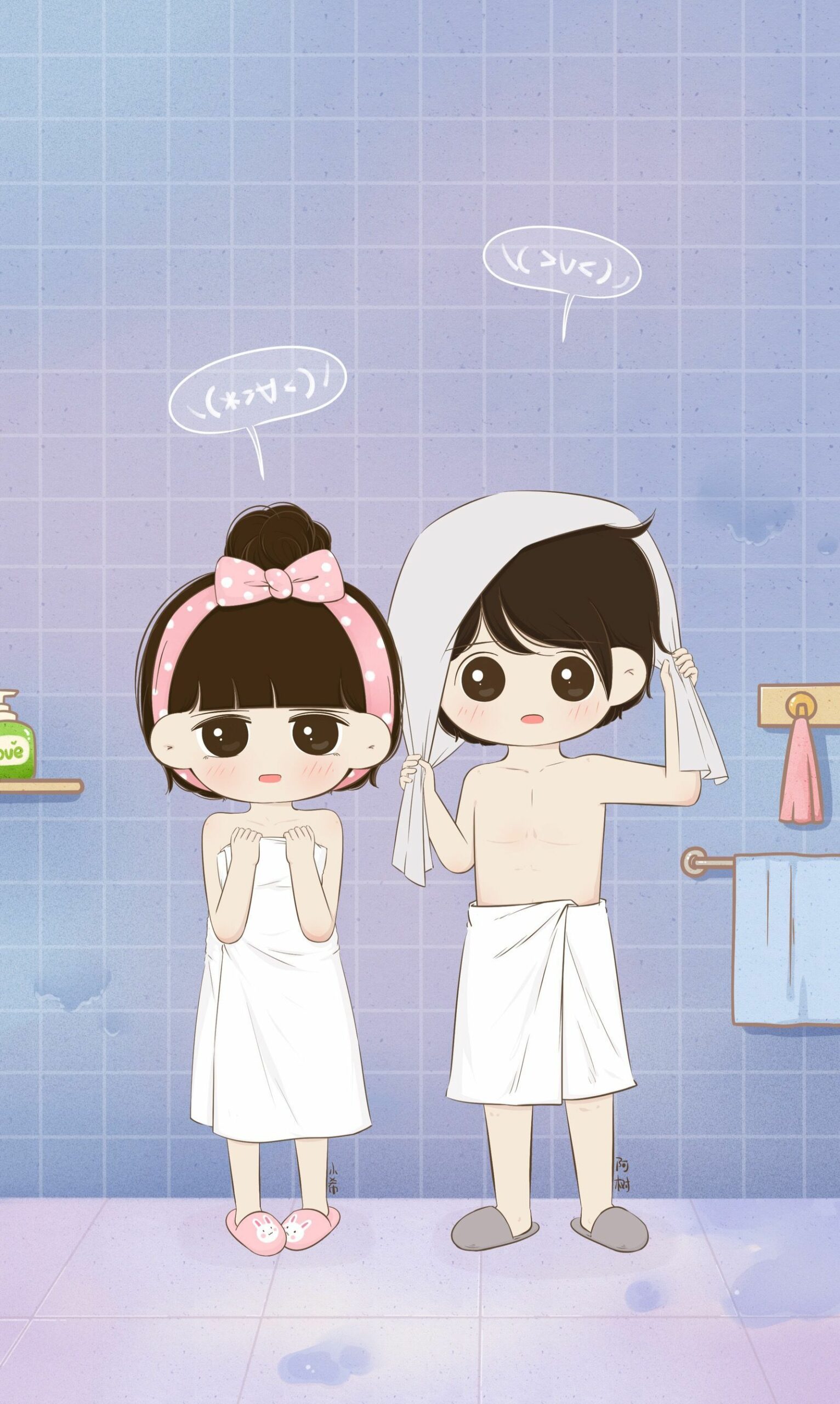 Chibi Cute Couple Cartoon Wallpapers