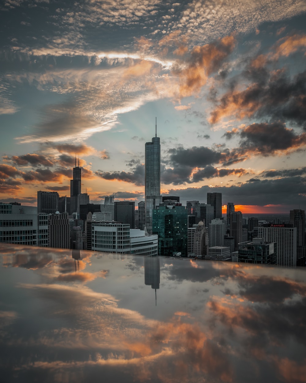 Chicago City View At Sunset Wallpapers