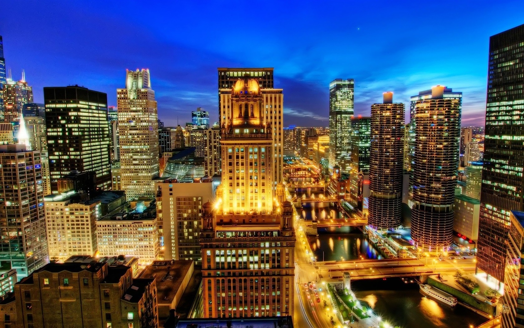 Chicago City View At Sunset Wallpapers