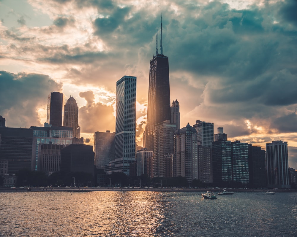 Chicago City View At Sunset Wallpapers