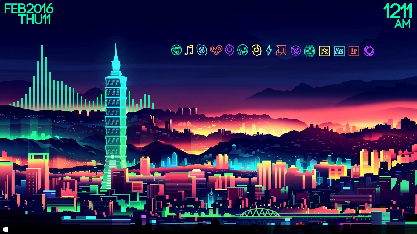 China Neon City Light Cityscape Wallpapers