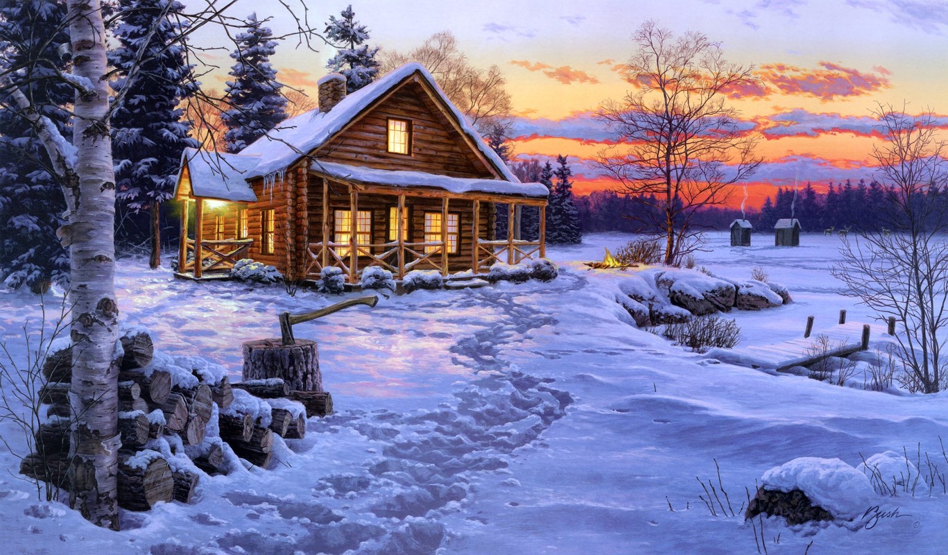 Christmas Cabin Wallpapers