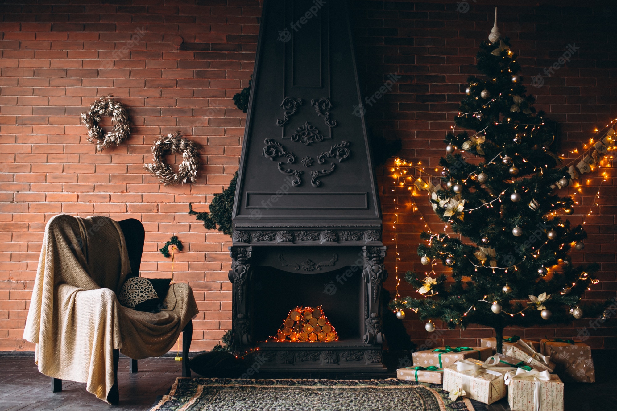 Christmas Fireplace Background