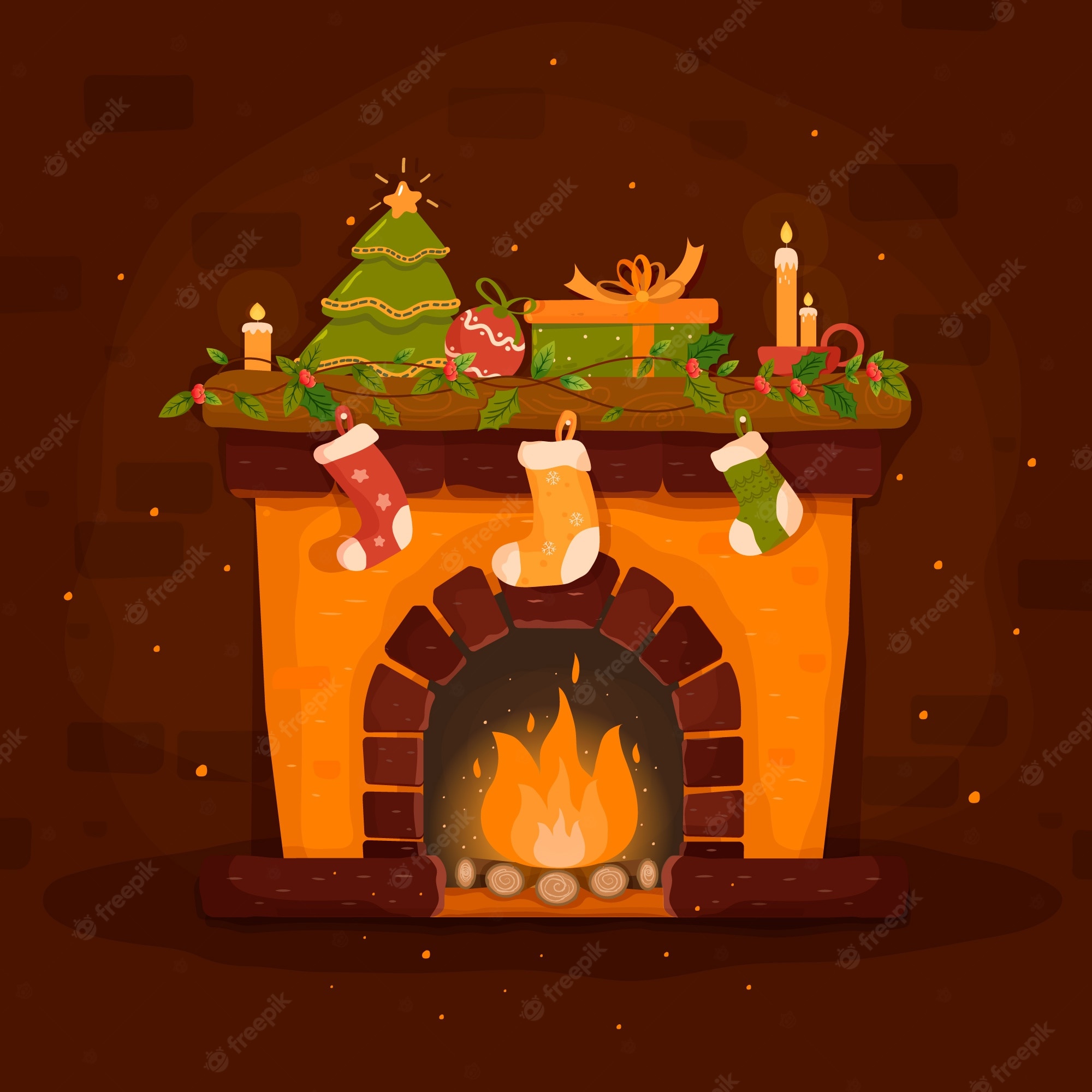 Christmas Fireplace Wallpapers