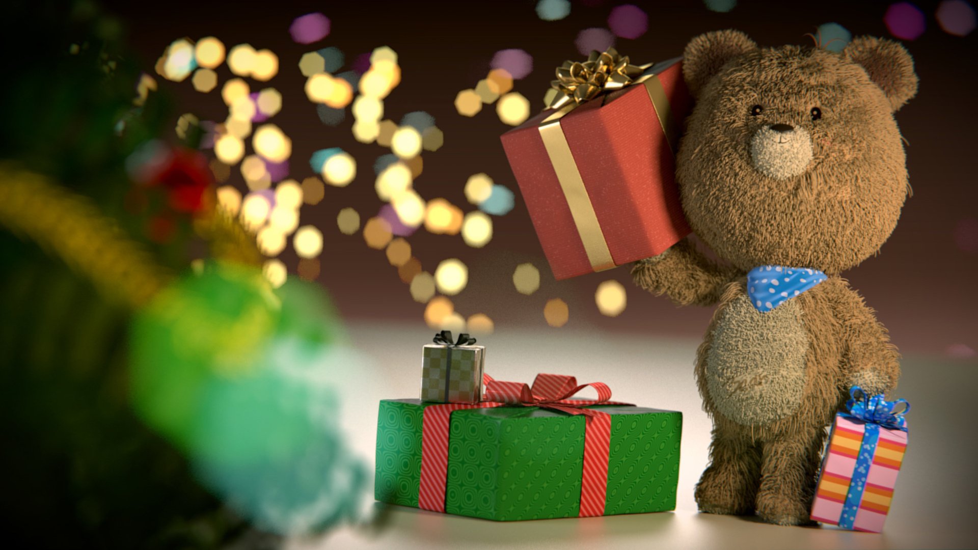 Christmas Gift Teddy Bear Wallpapers