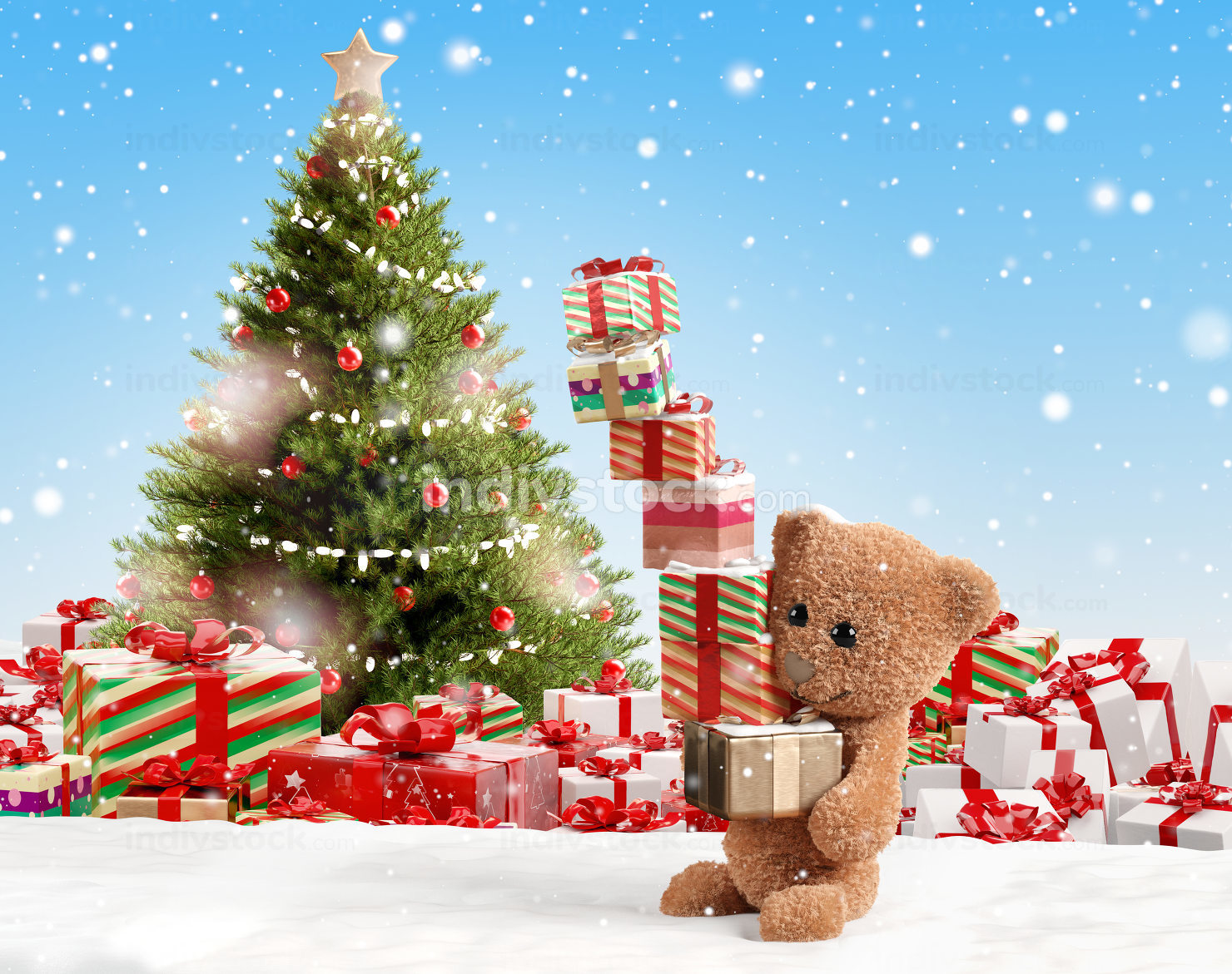 Christmas Gift Teddy Bear Wallpapers