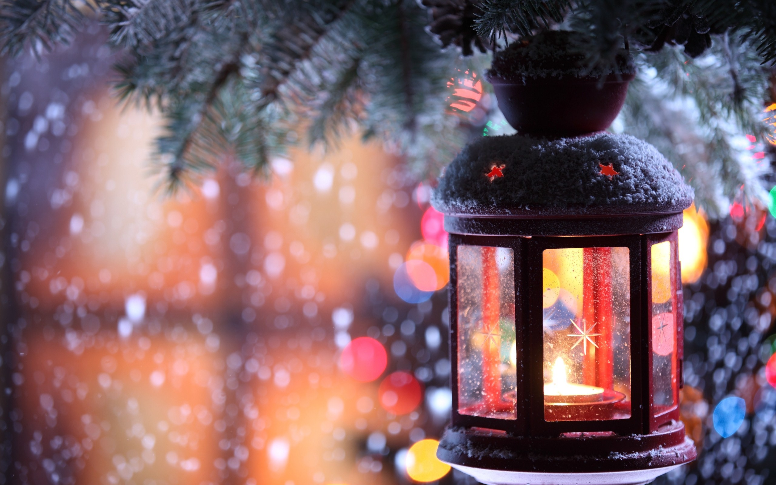 Christmas Lights Snow Wallpapers