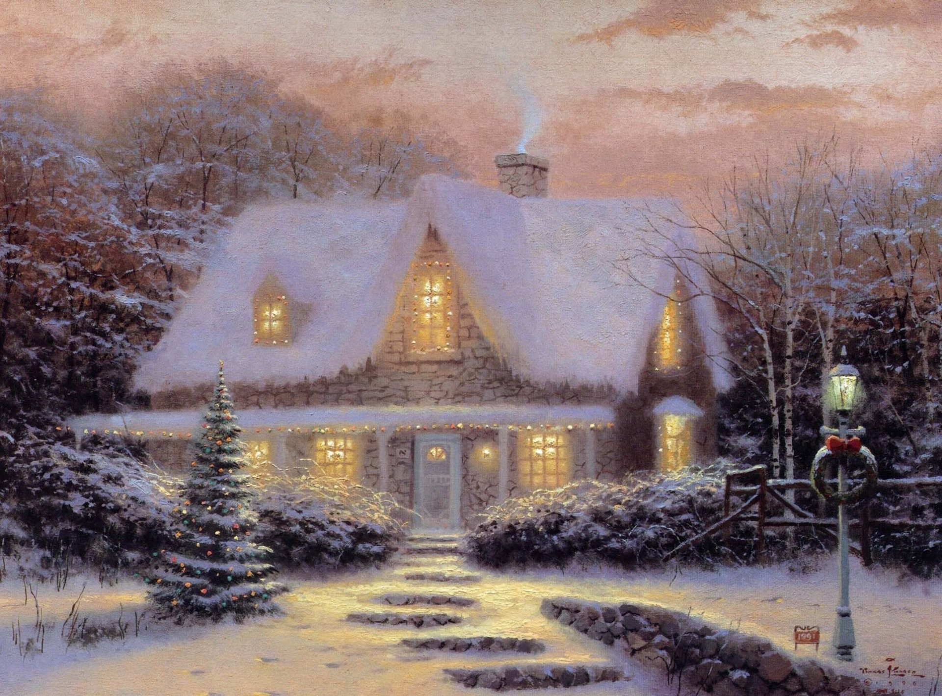 Christmas Thomas Kinkade Winter Wallpapers