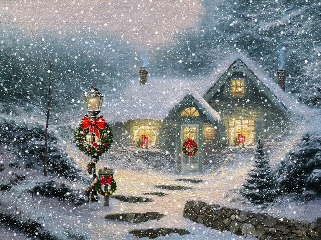 Christmas Thomas Kinkade Winter Wallpapers