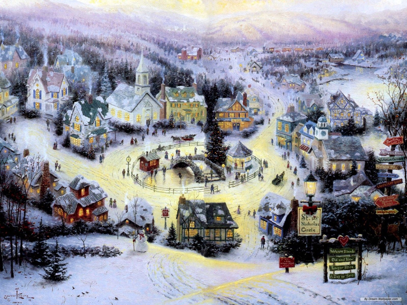 Christmas Thomas Kinkade Winter Wallpapers