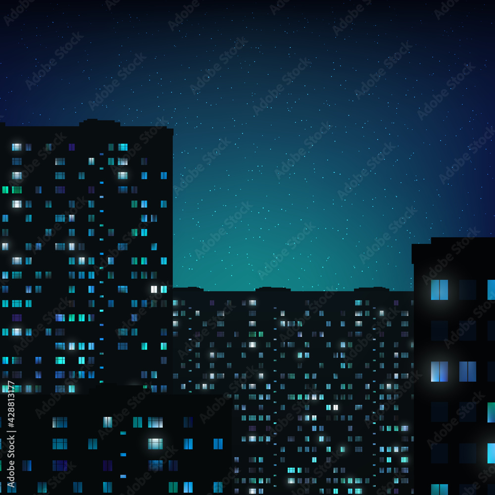 City Buildings Lights 8 Bit Wallpapers