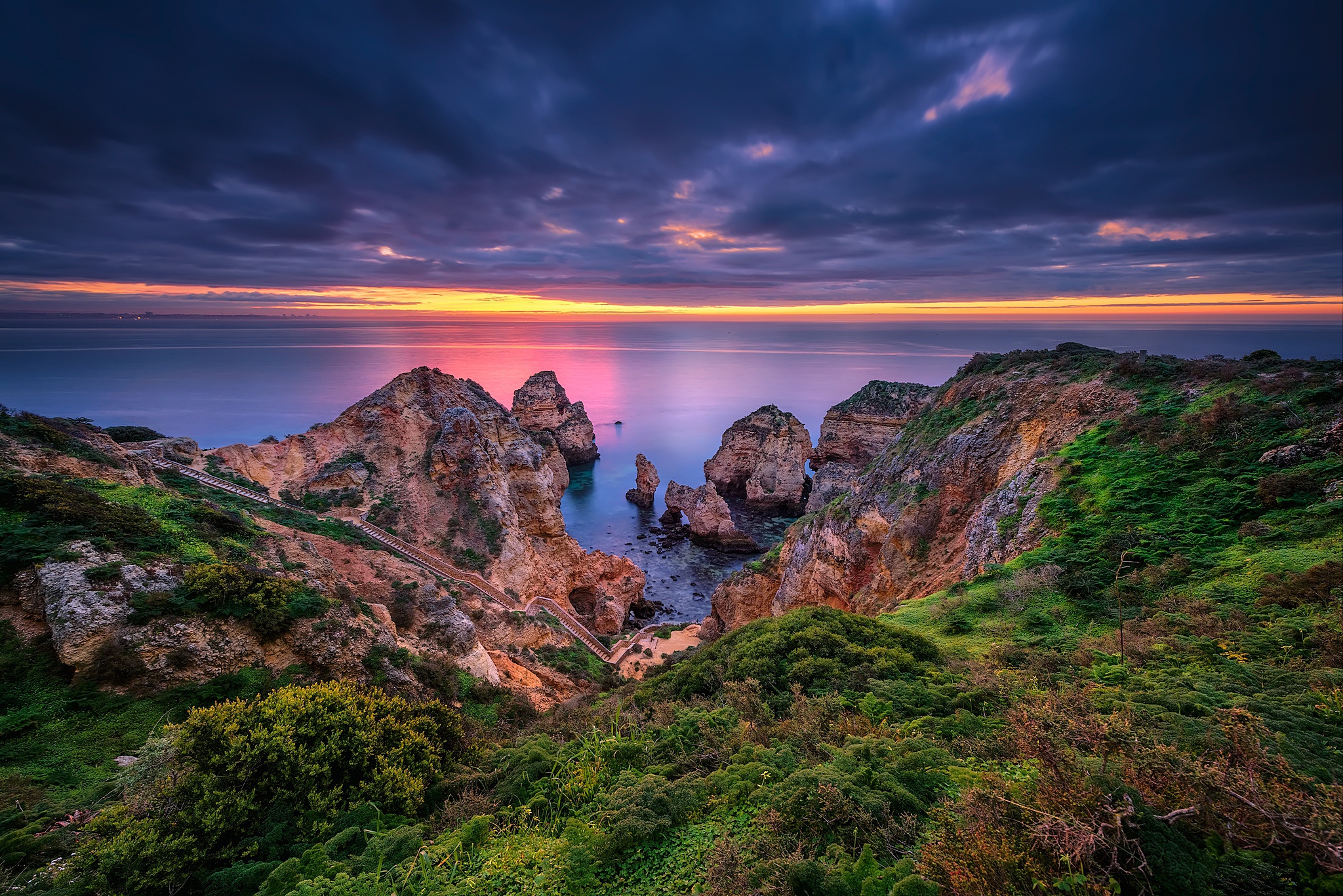 Cloudy Coastline Ocean Horizon Wallpapers