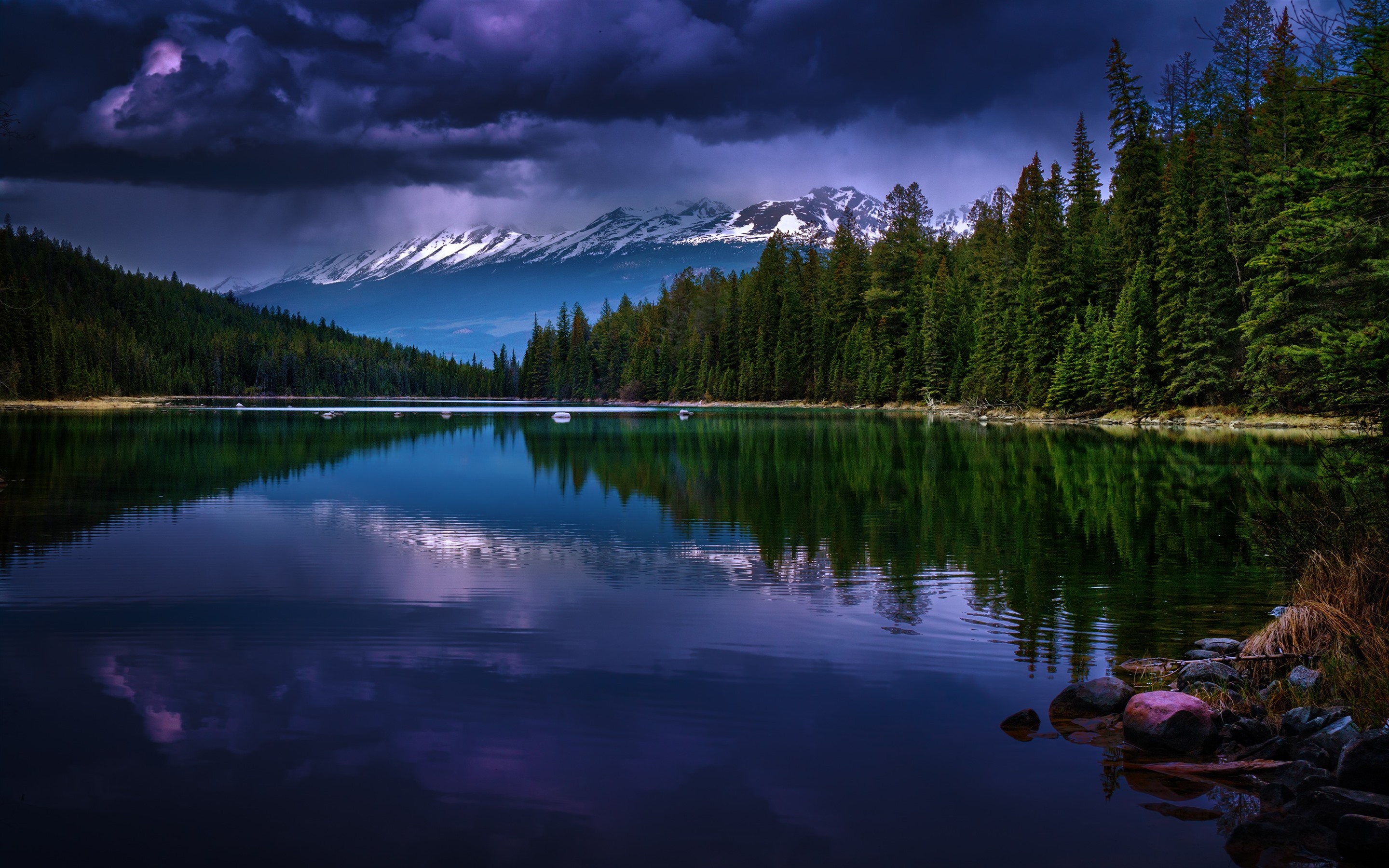 Cloudy Forest Mountains And Lake Wallpapers